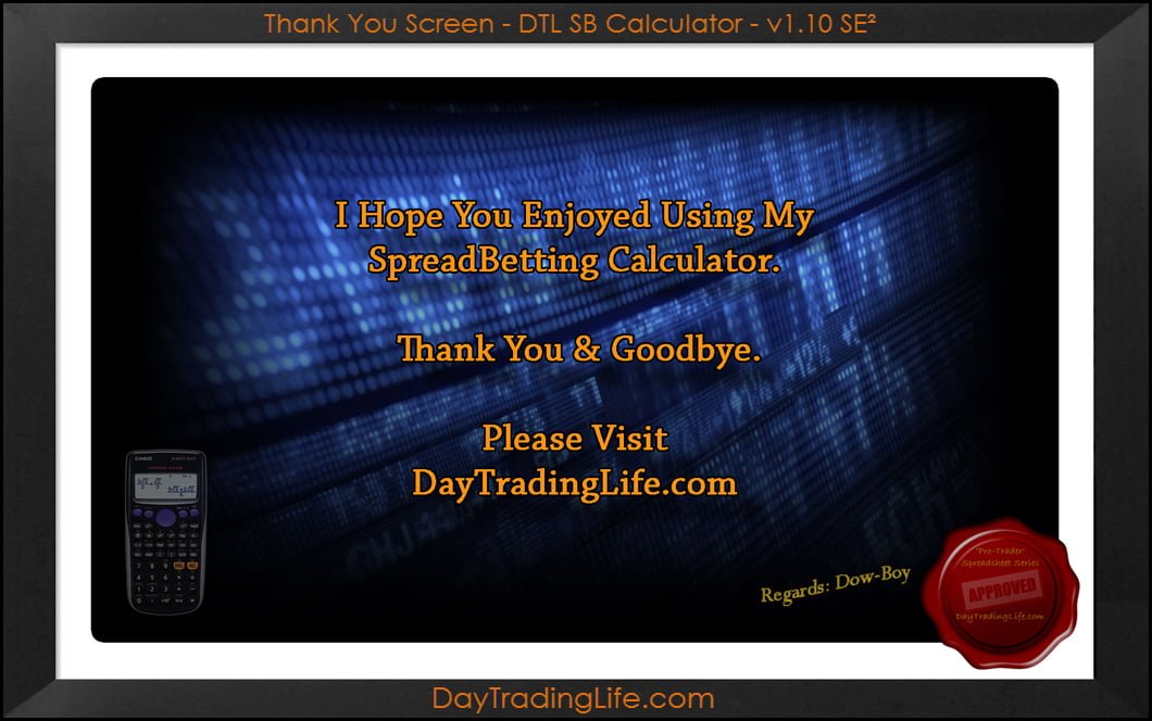 Spread Betting Calculator Thank You Screen
